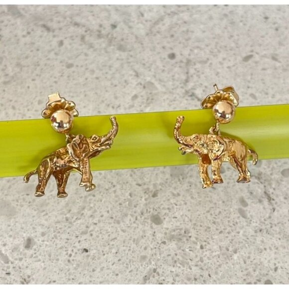 Jewelry - Sterling Elephant Drop Earrings with 14K Gold Filled Studs